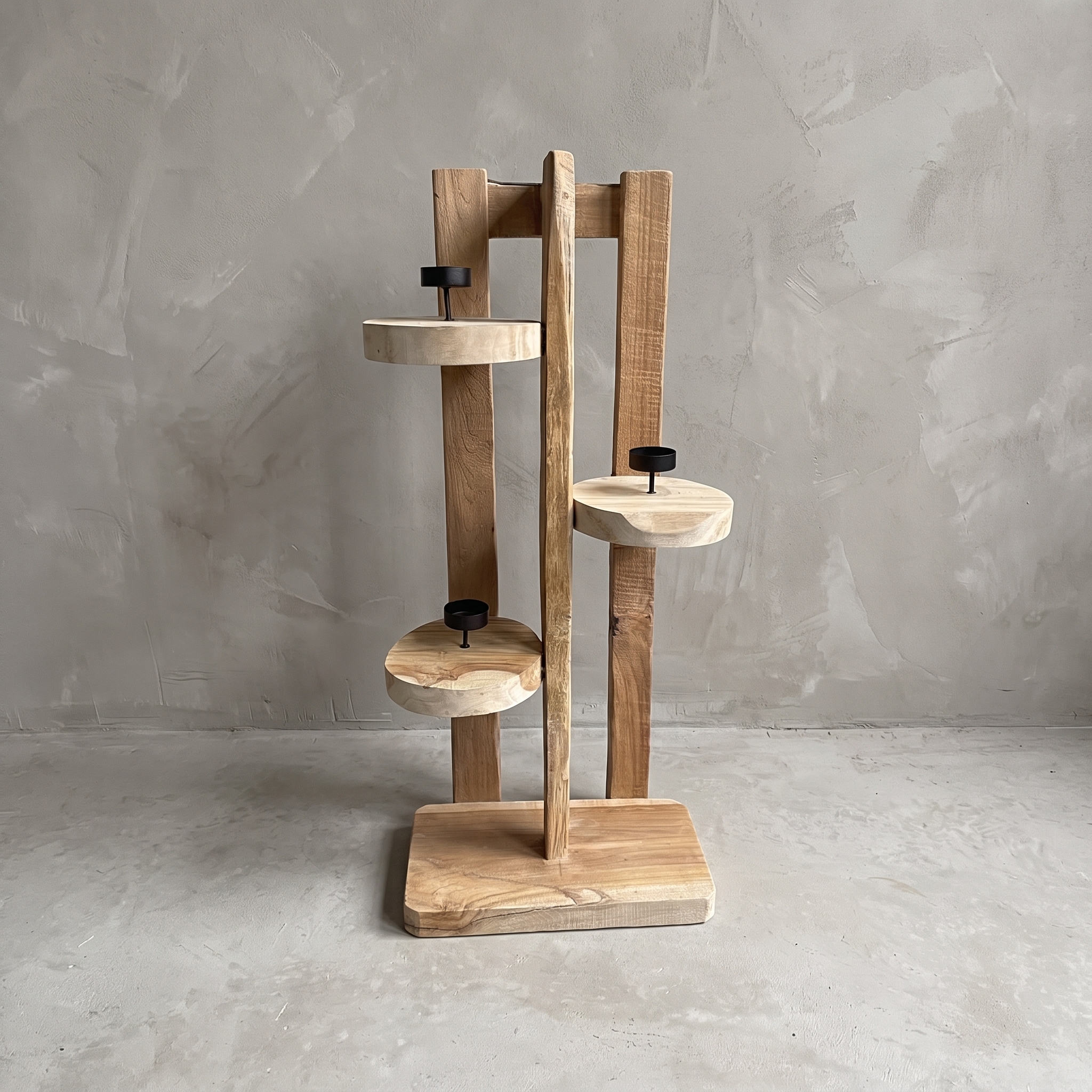 Tumpuk reclaimed teak candle holder - World of Brosi