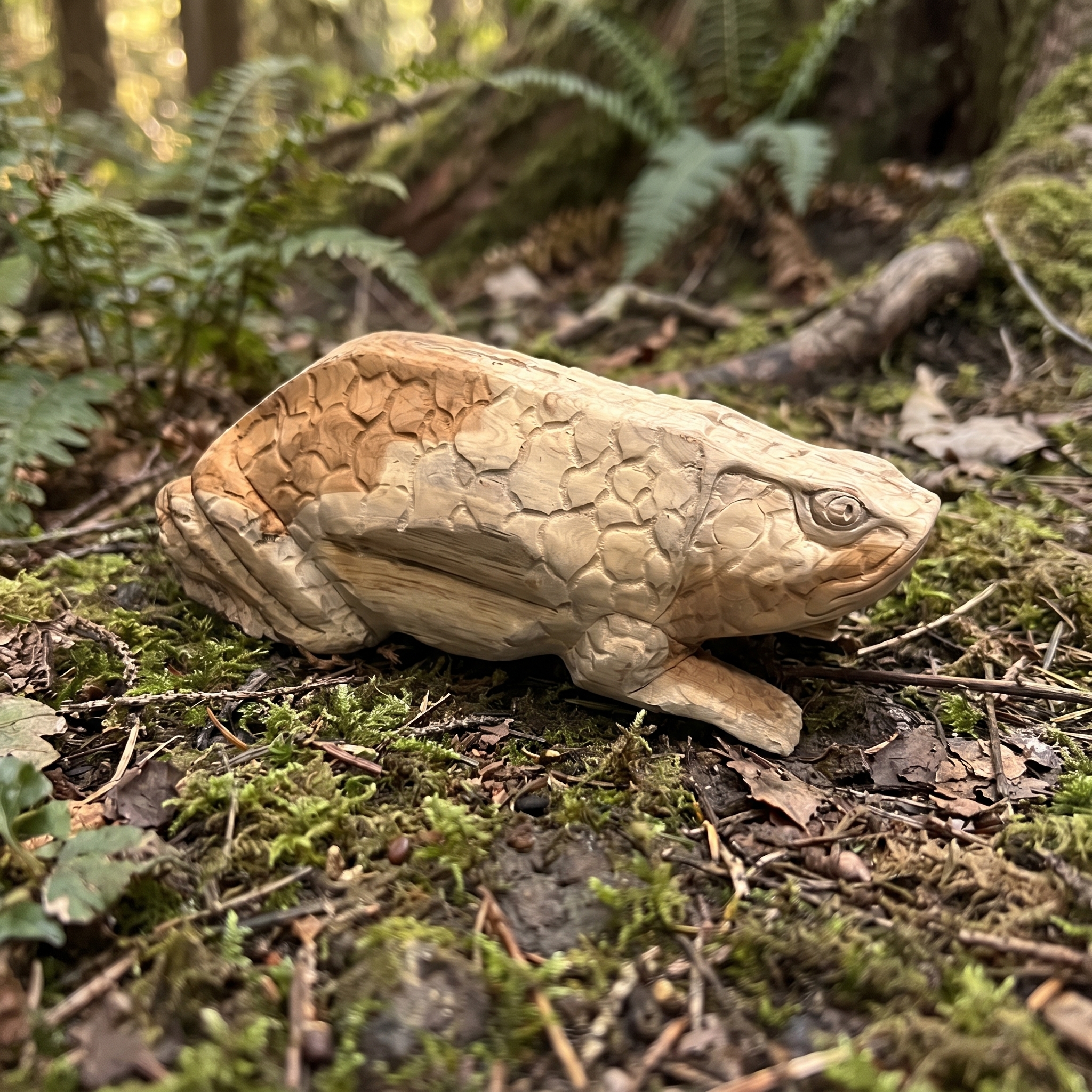 Frosch aus recyceltem Teak, 45 cm lang