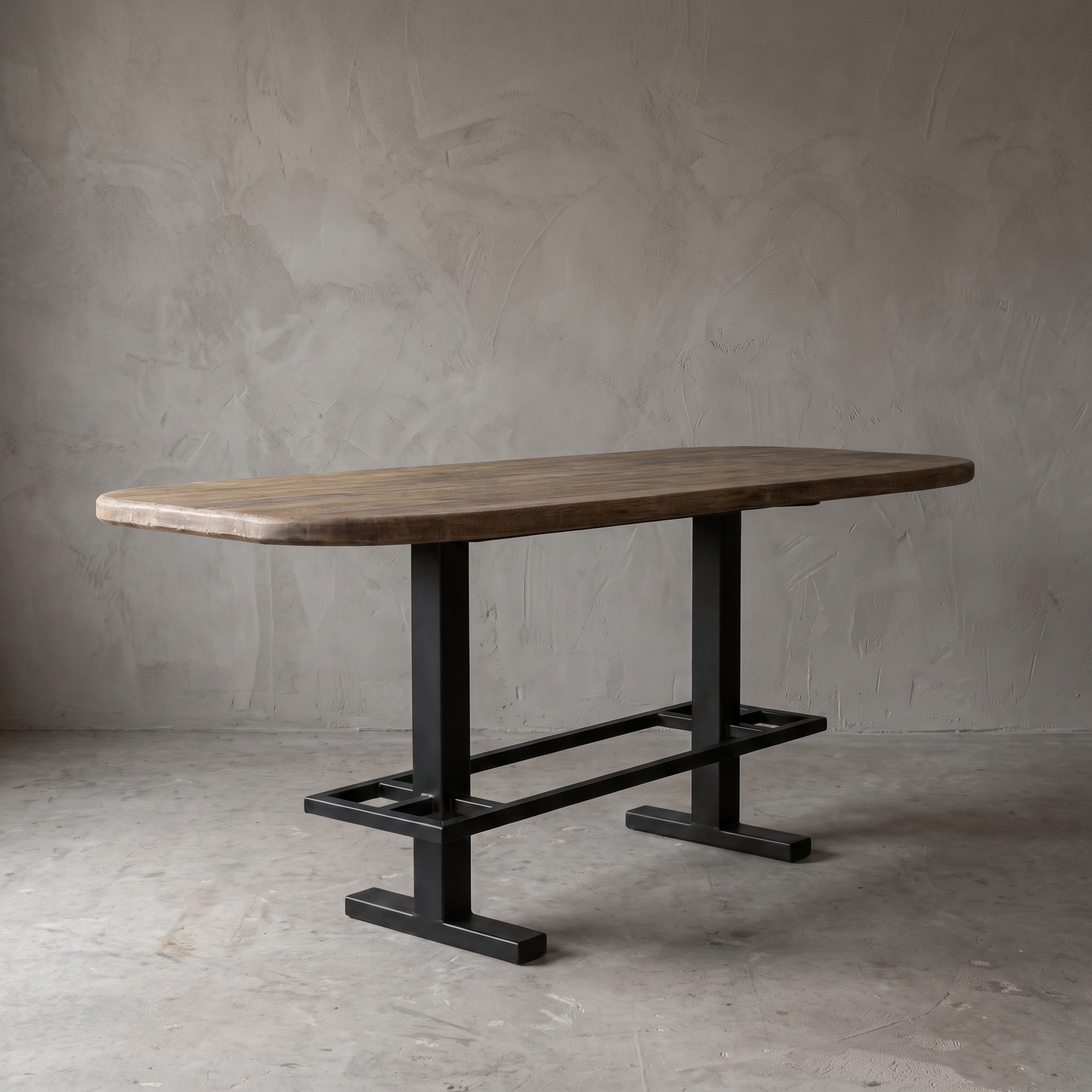 Donny Reclaimed Wood Danish oval bar table with metal base (Reclaimed hardwood) - World of Brosi