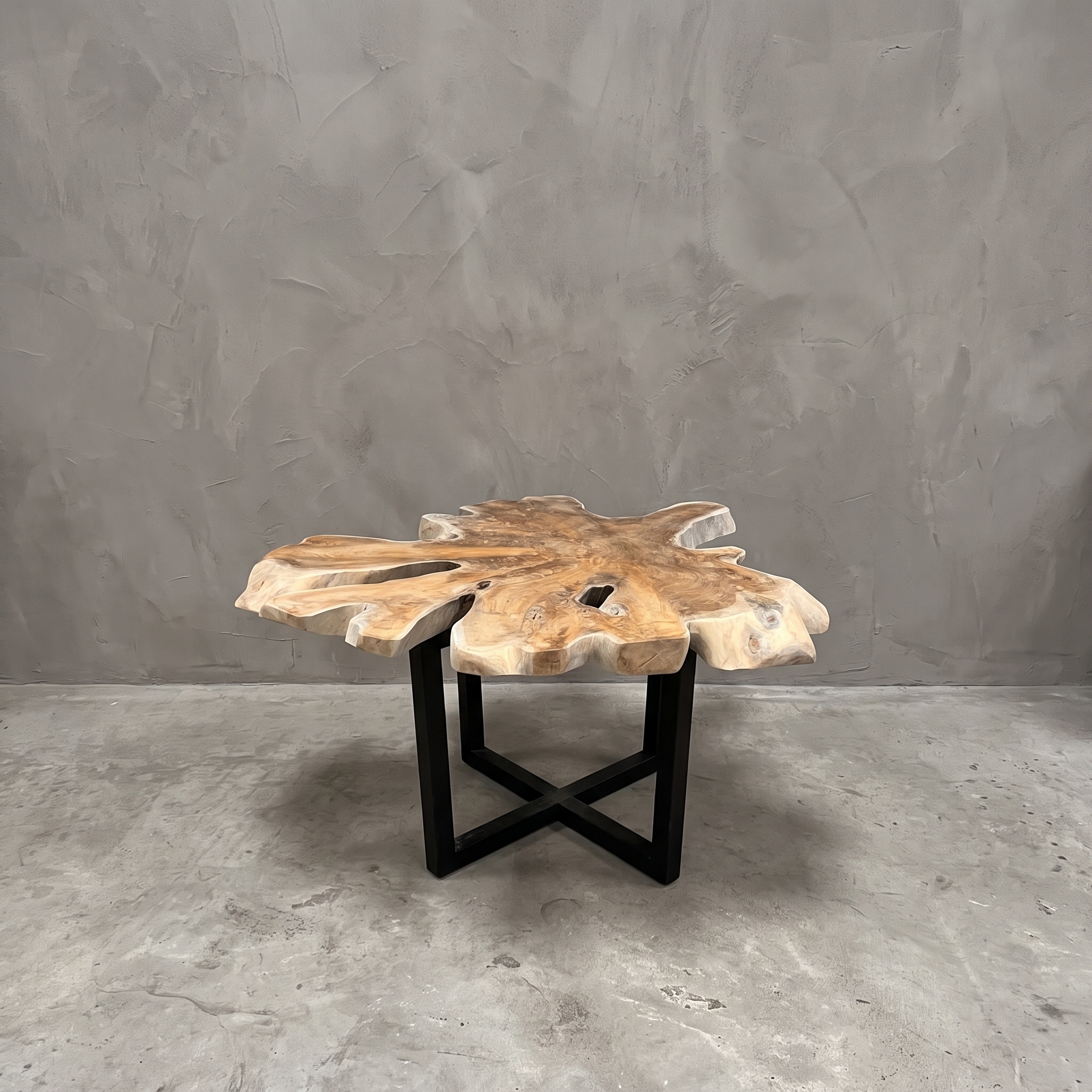 Roots teak root and metal coffee table 90 cm - World of Brosi