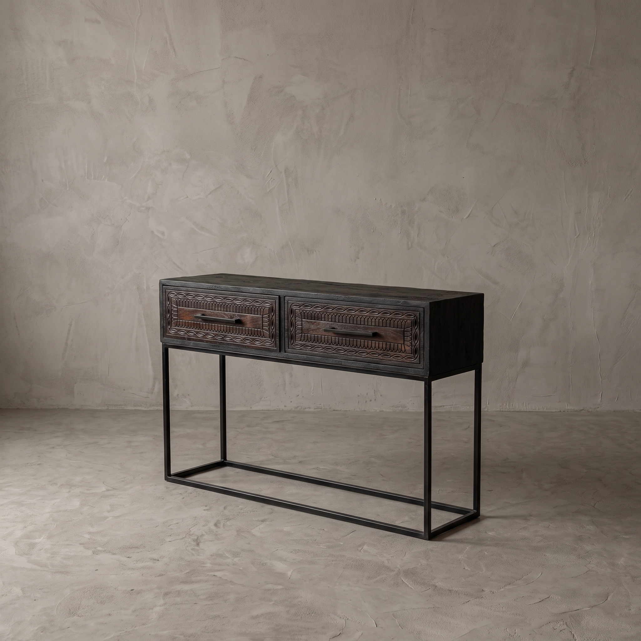 Intan teak console table 160 cm (Teakhout en metaal, Donker) - World of Brosi