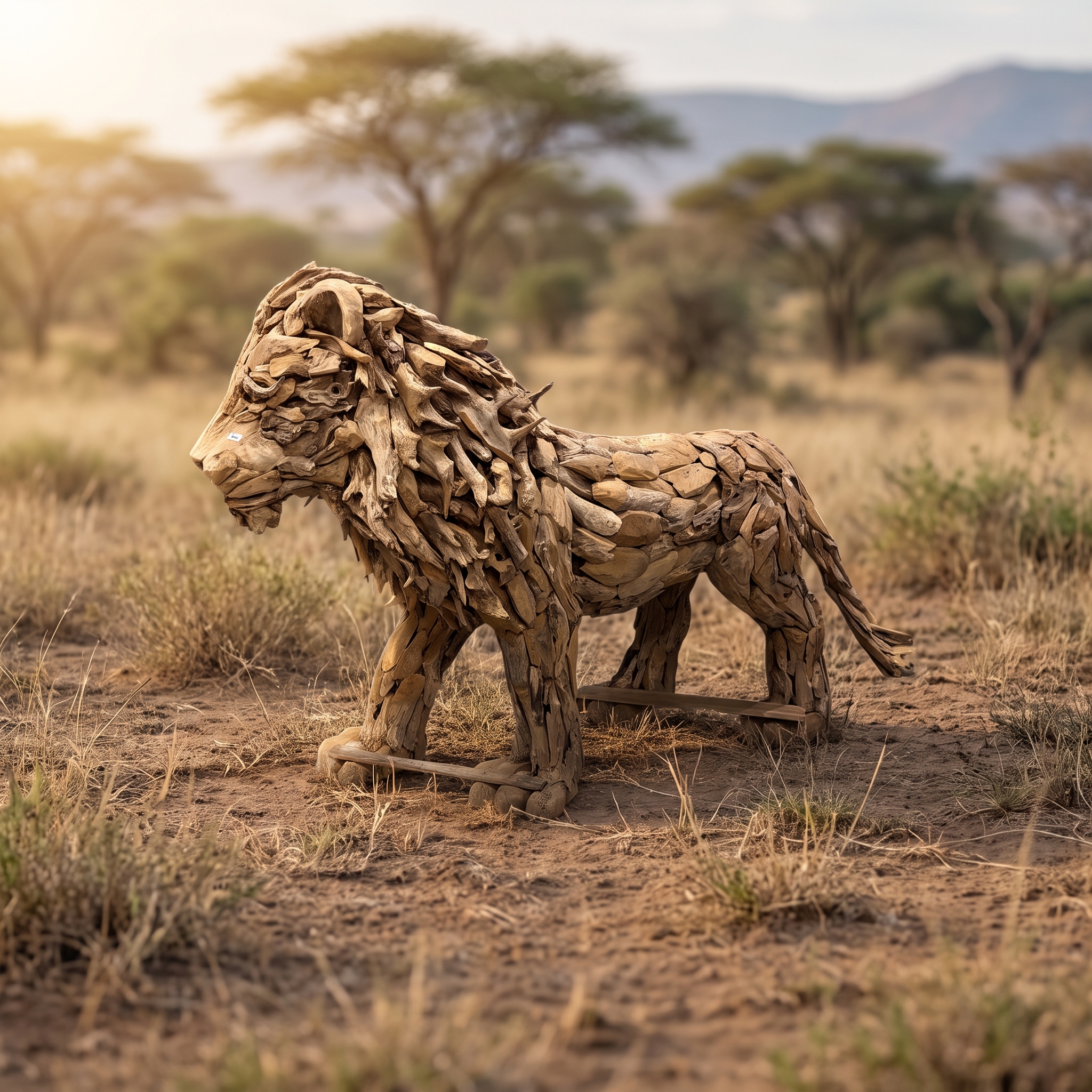 Reclaimed teak lion, walking - World of Brosi