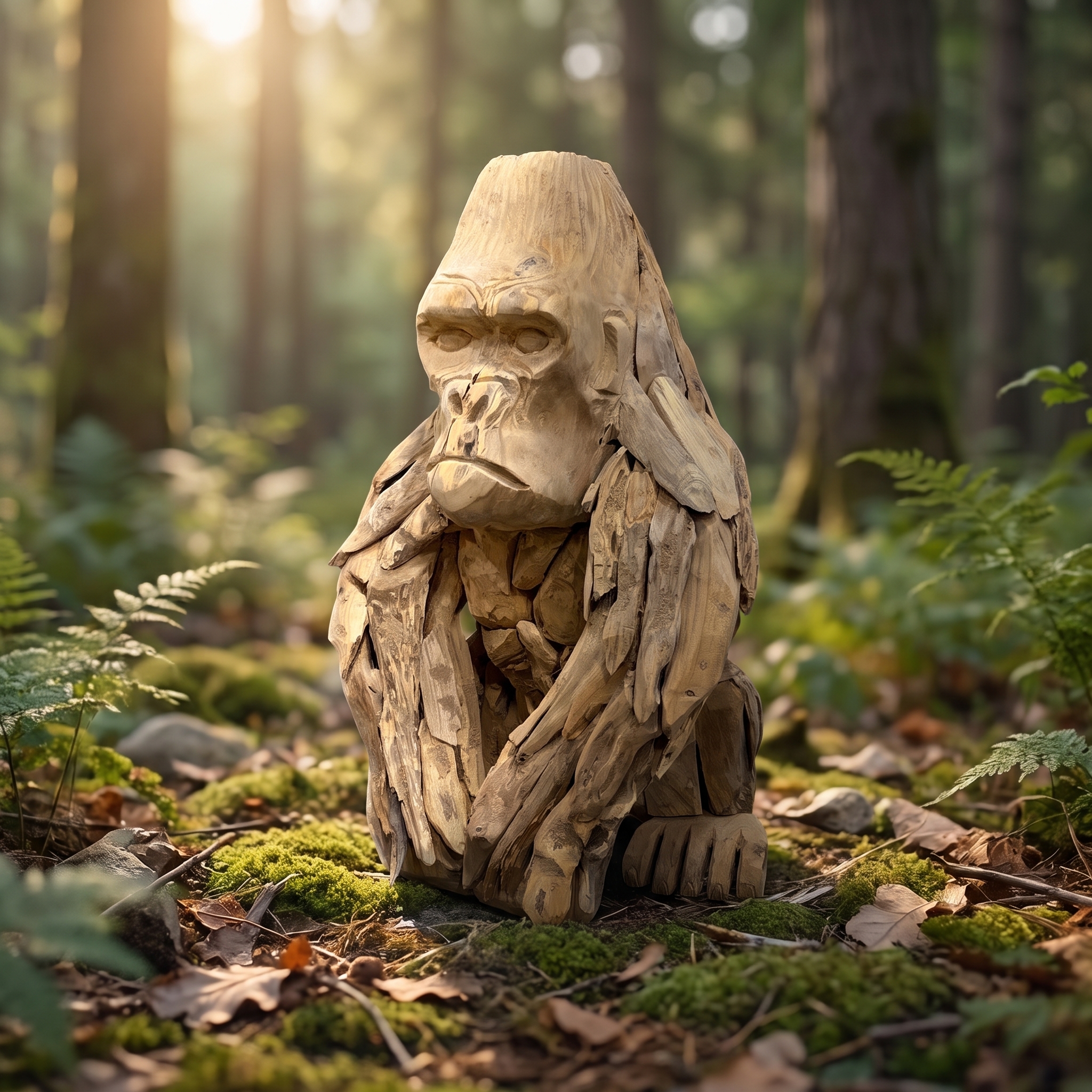 Gorilla King Kong van gerecycled teak, zittend (Gerecycled teakhout)