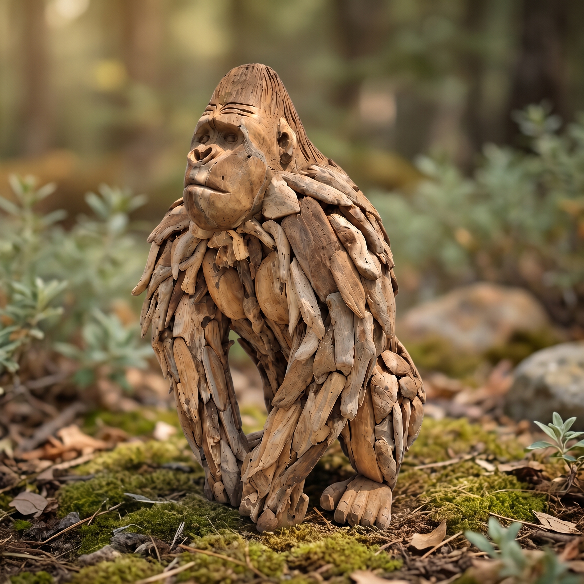 Gorilla King Kong van gerecycled teak, zittend (Teca reciclada) - World of Brosi