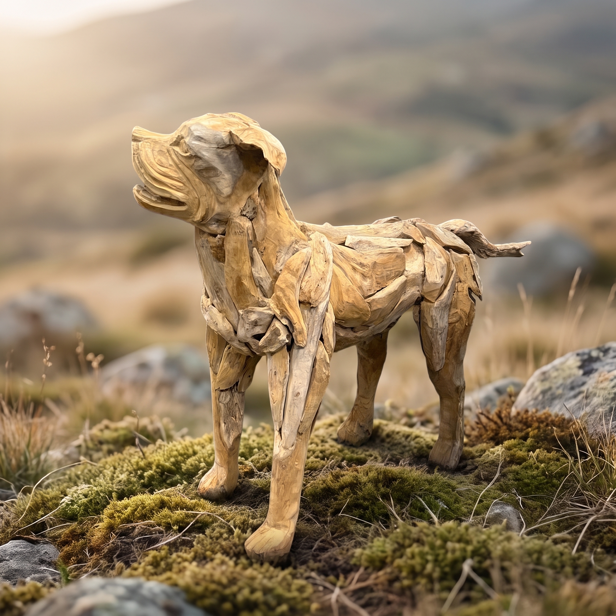 Hund aus recyceltem Teak, stehend, 120 cm lang (Recyceltes Teakholz)