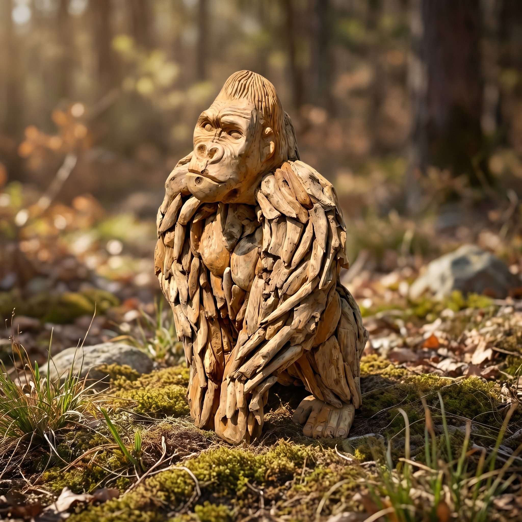 Gorilla King Kong aus recyceltem Teak, sitzend (Recyceltes Teakholz) - World of Brosi