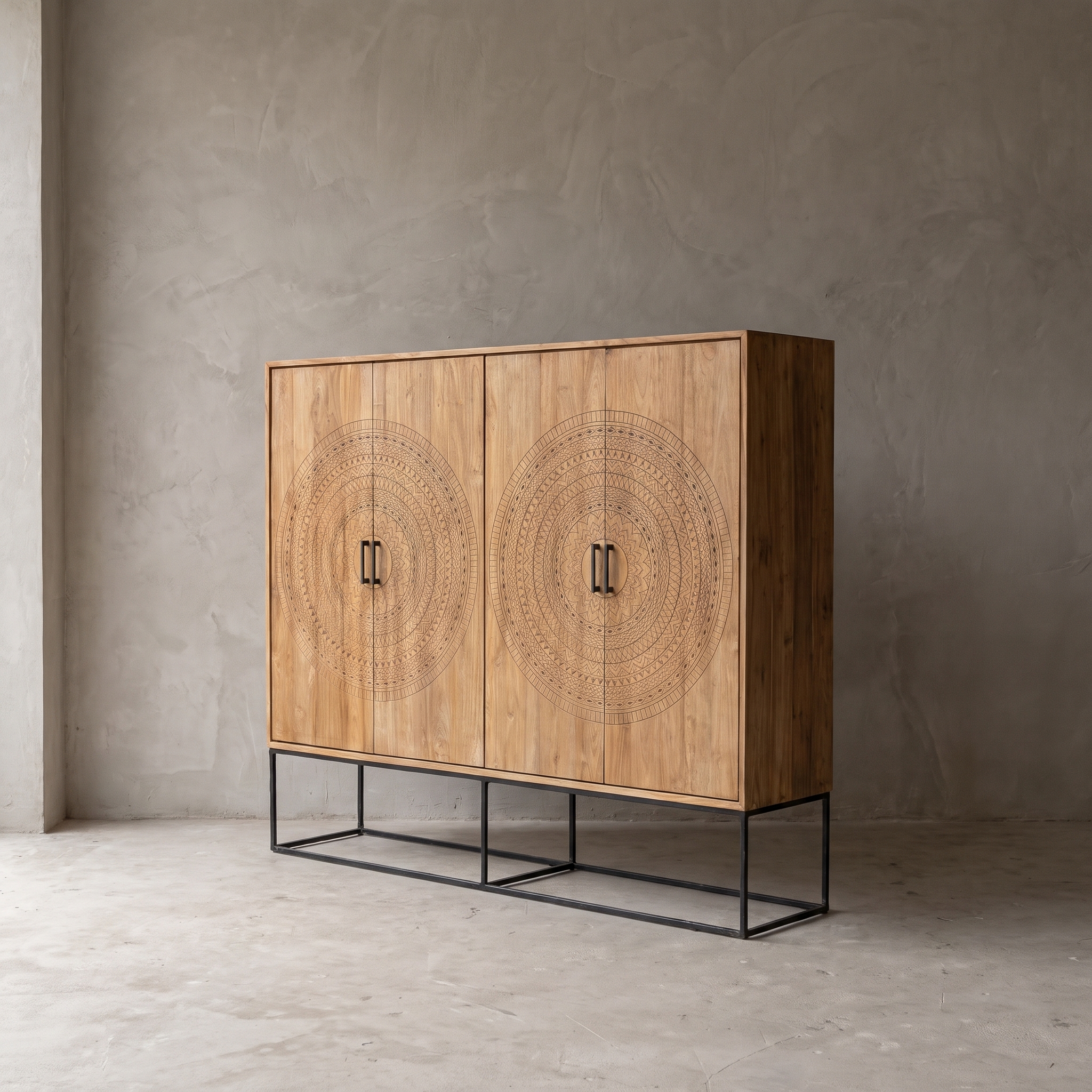 Wandvitrine Intan groß Teak natur (Teakholz) - World of Brosi