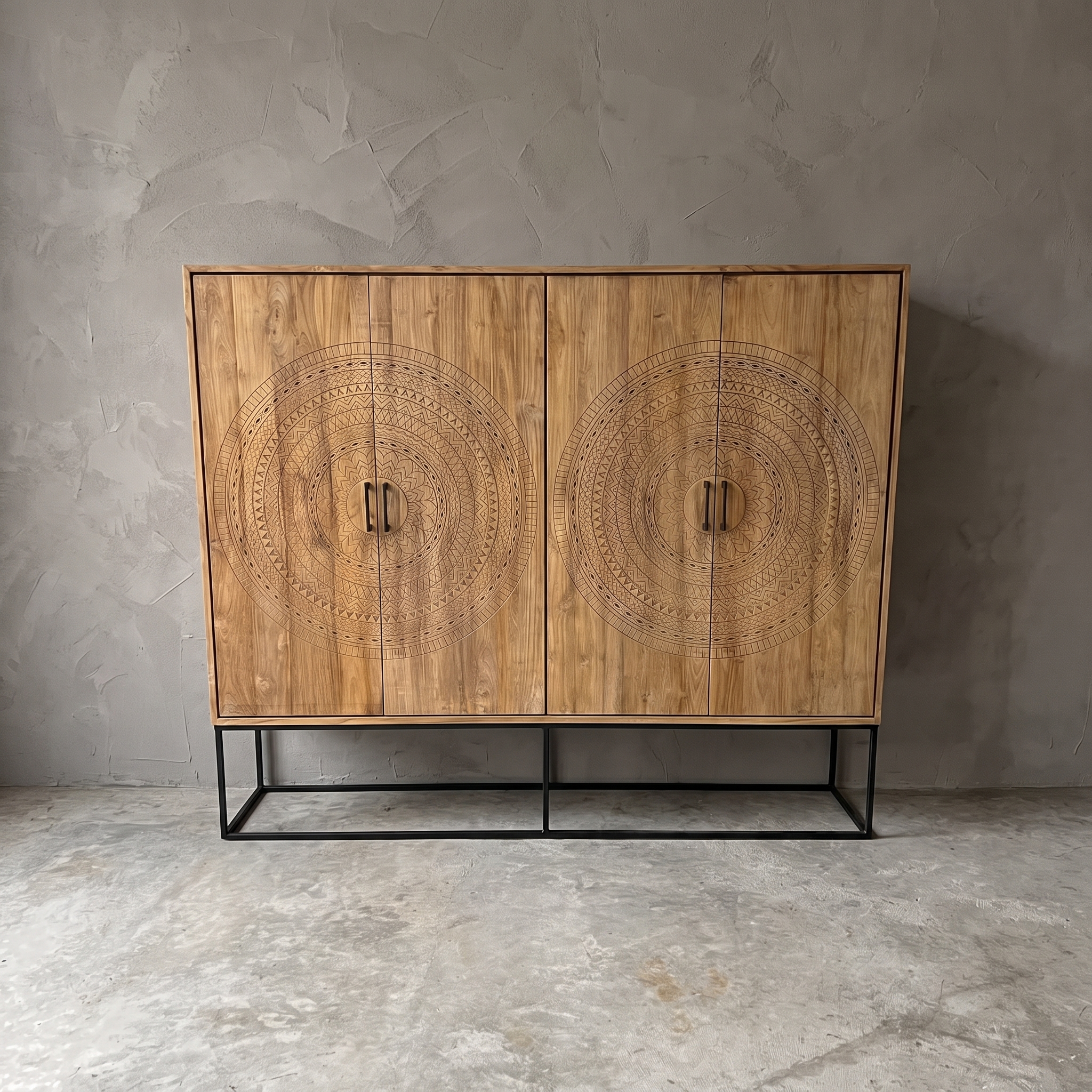 Wandvitrine Intan groß Teak natur (Teakholz) - World of Brosi