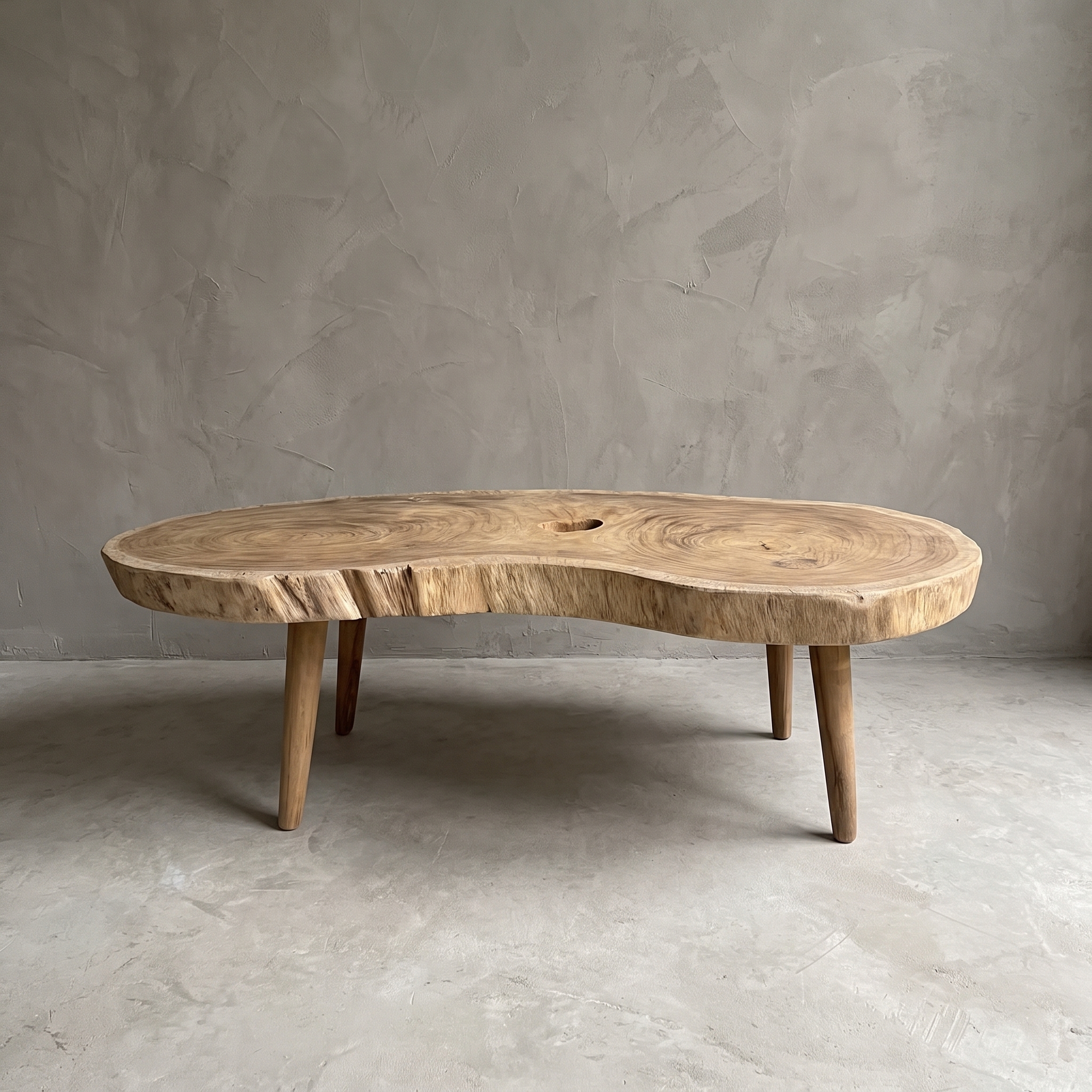 Suar wood coffee table, with wooden legs - World of Brosi
