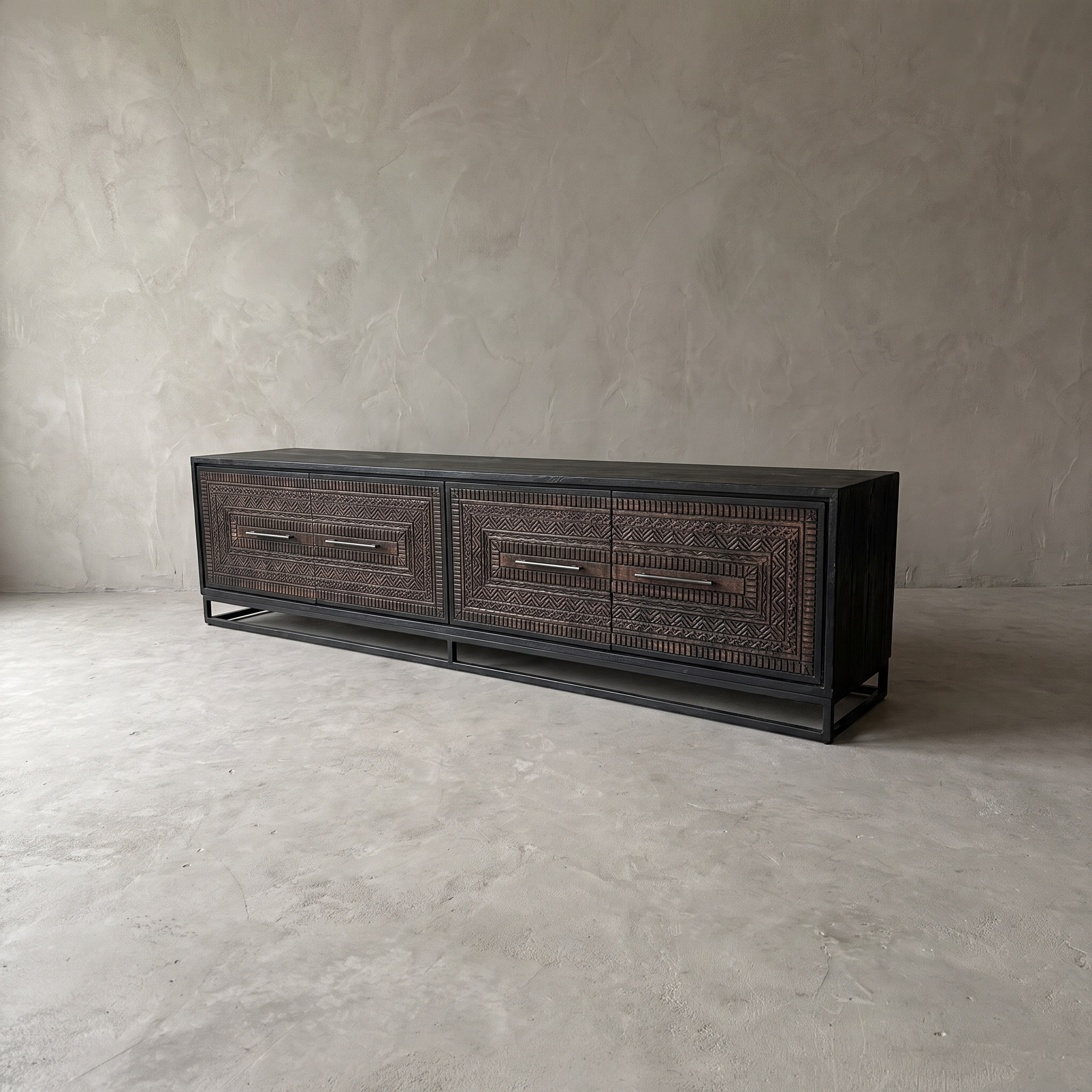 Intan dark teak TV unit 4 doors - World of Brosi