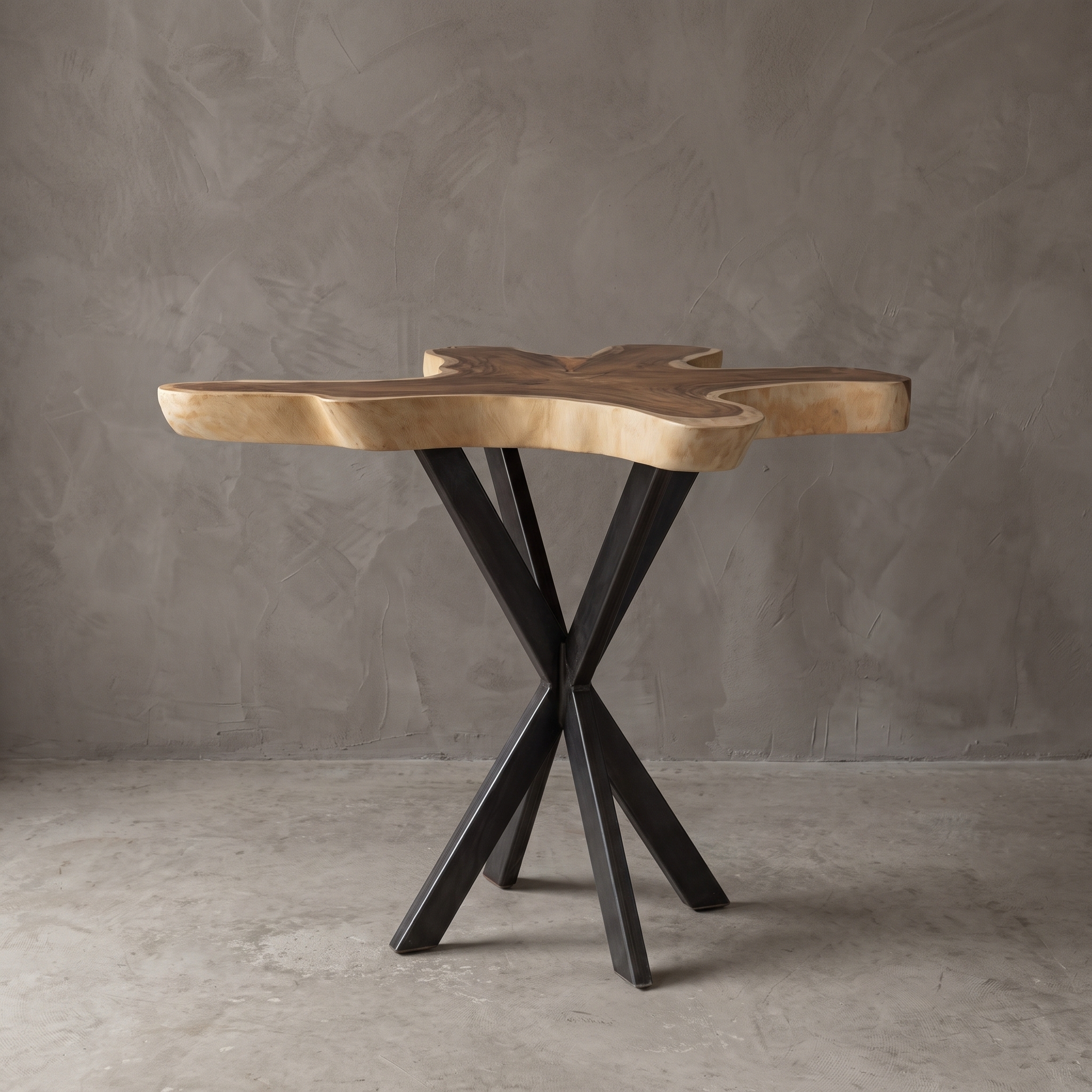 Bartisch aus Suarholz und Metall, mit Spinnengestell, 120 cm - World of Brosi