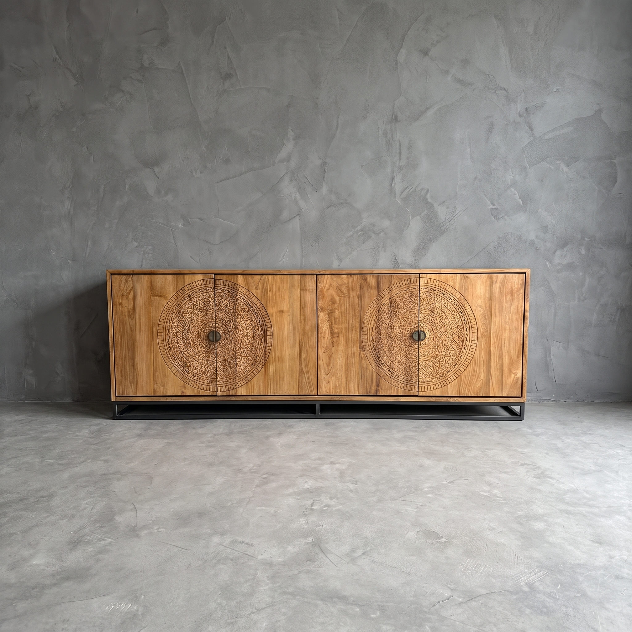 Sideboard Intan rund Teakholz natur - World of Brosi