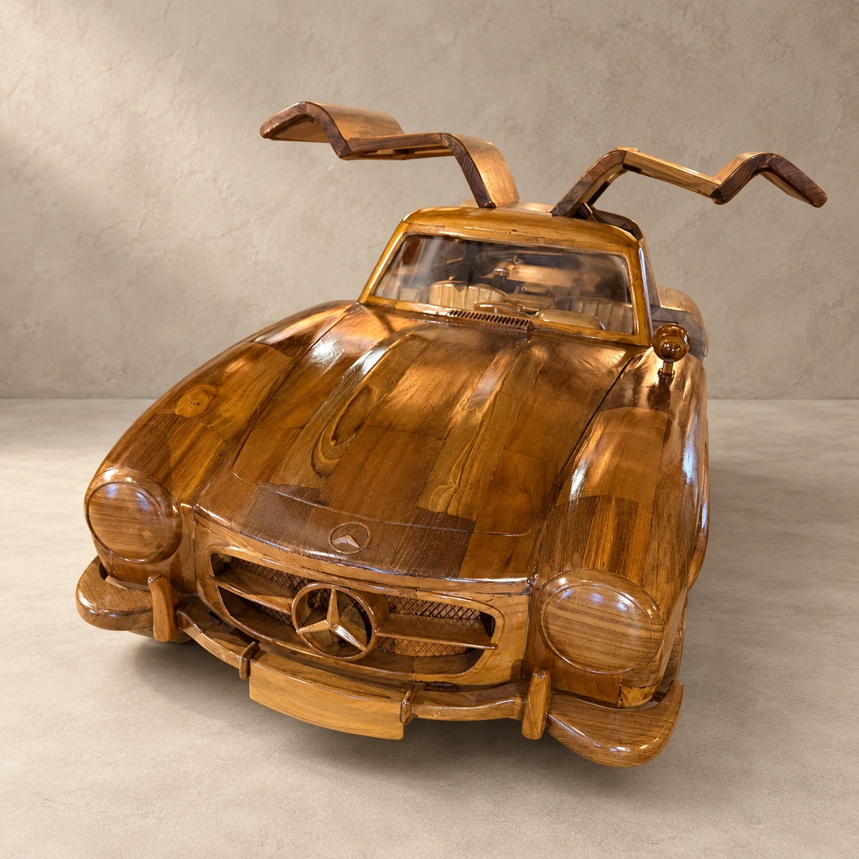 Holzauto Mercedes 300 SL Gullwing ca. 120 cm (Braun) - World of Brosi