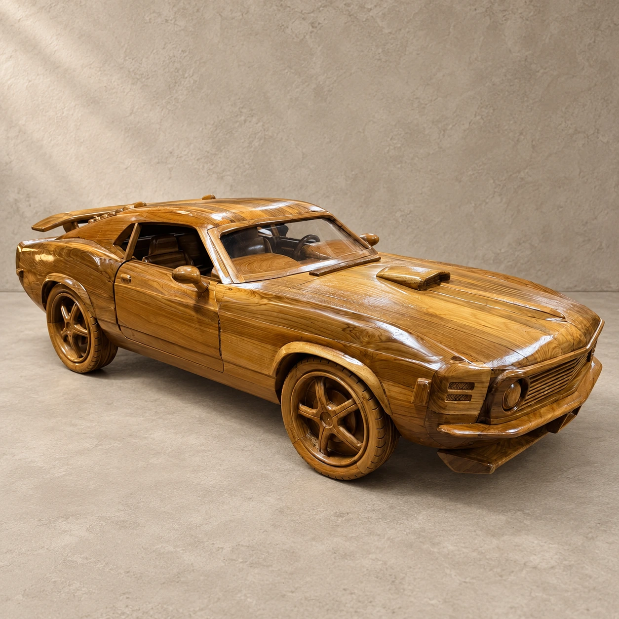 Houten auto Ford Mustang Fastback circa 120 cm