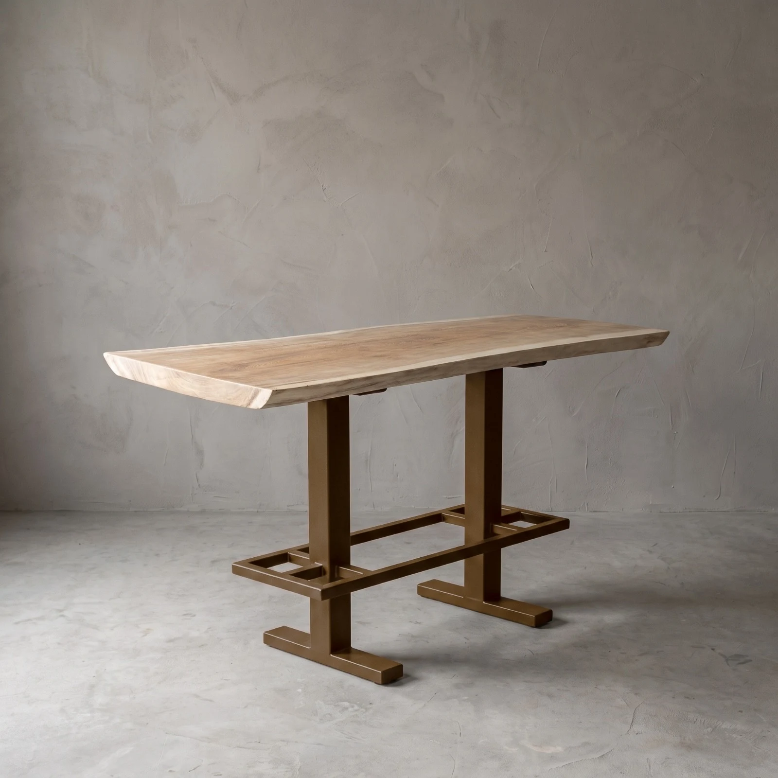 Suar wood table with brown base
