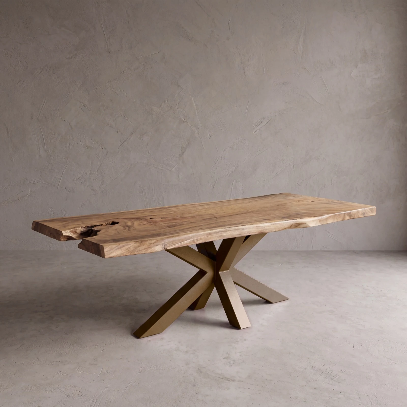 Suar wood table with brown base
