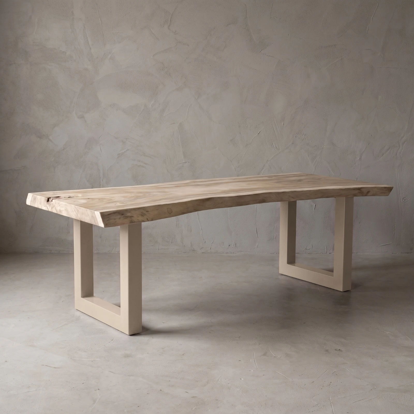 Suar wood table with sand-coloured base