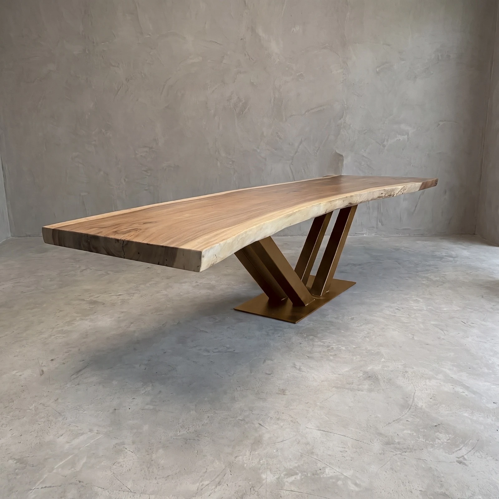 Suar wood table with brown base