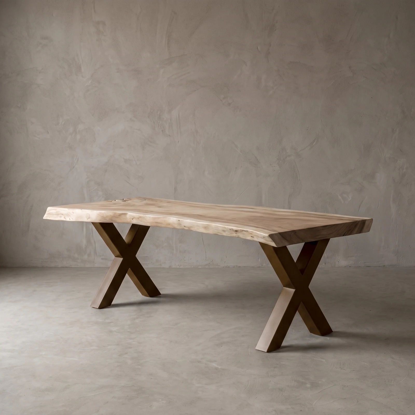 Suarhouten tafel met bruin x-poten
