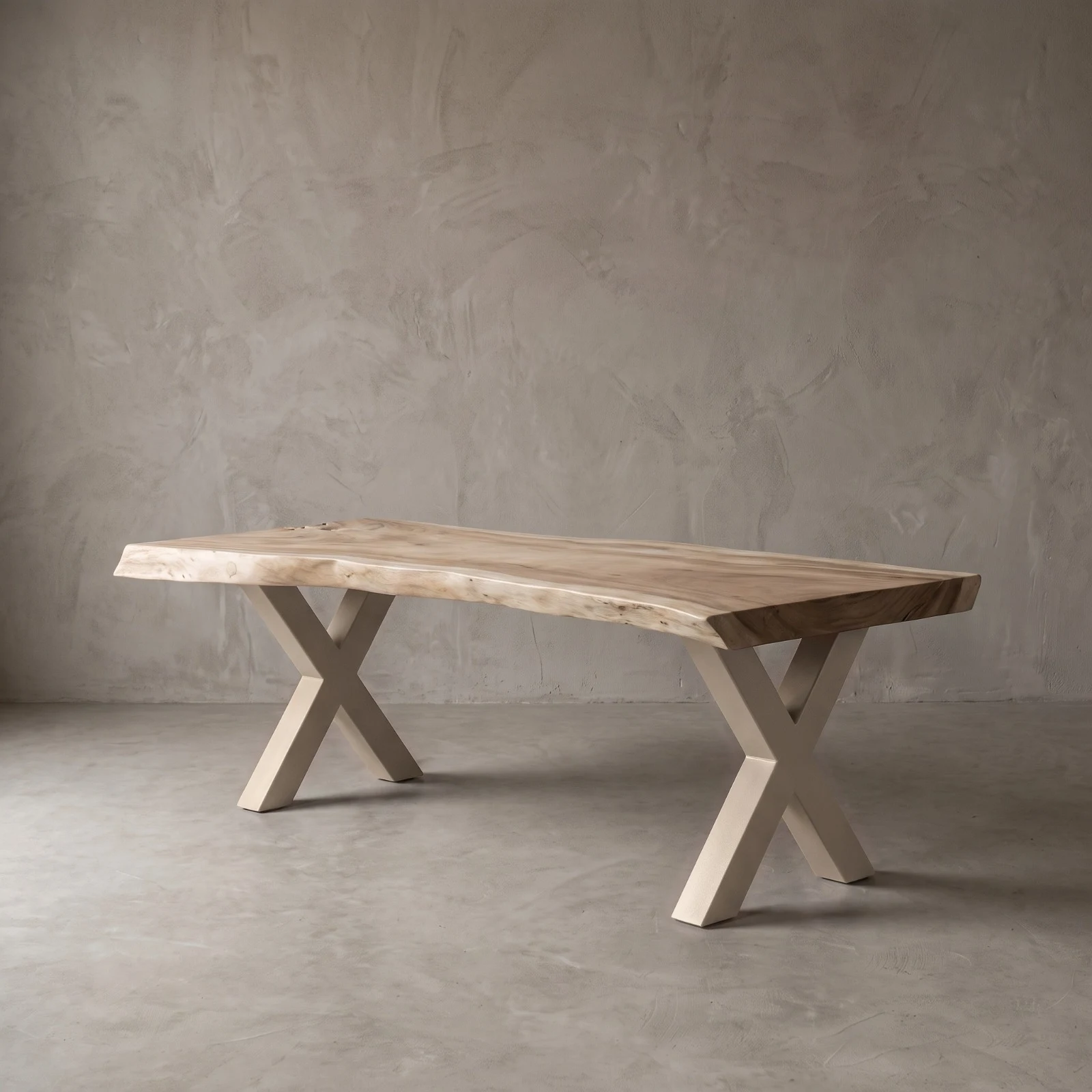 Suarhouten tafel met zandkleurig x-poten