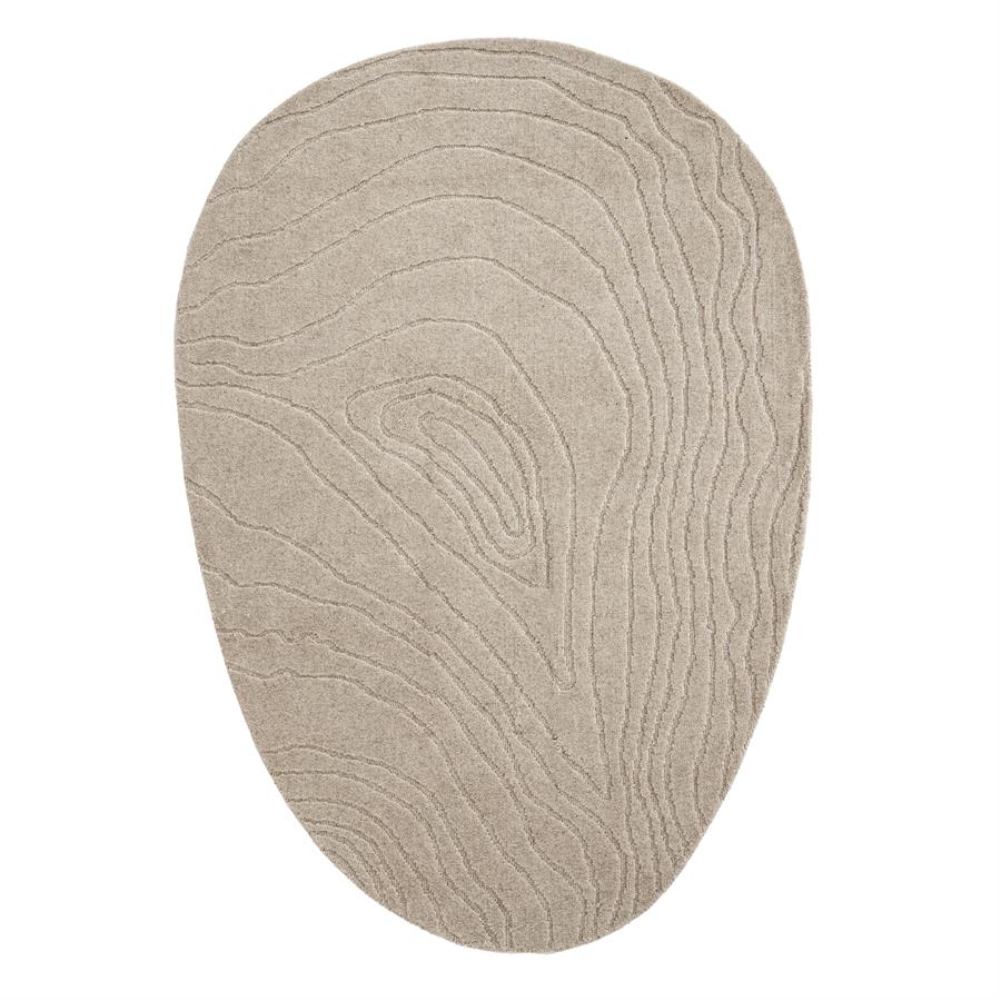 Teppich Pebble Beige auf weißem Hintergrund, von oben fotografiert, mit einem organischen Muster - By-Boo