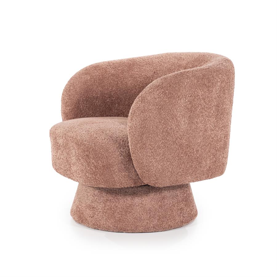 Sessel Balou, ein rosa Teddy-Sessel mit runden Formen auf weißem Hintergrund - By-Boo