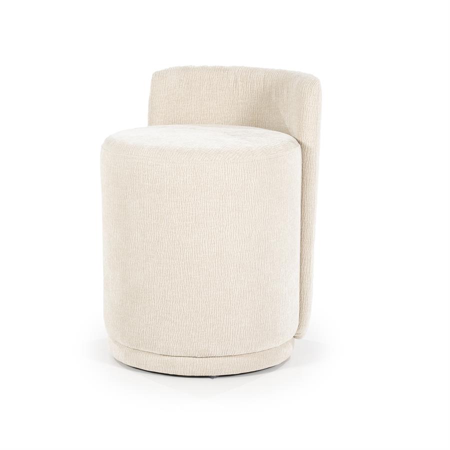 Der Pouf Marque steht auf weißem Hintergrund, mit runder Sitzfläche und Rückenlehne - By-Boo