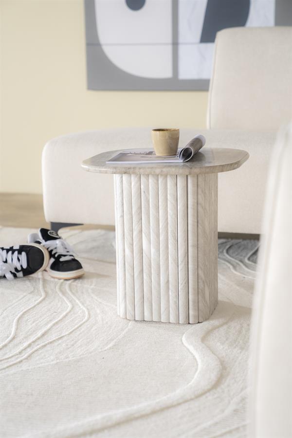 Dorique Marble and Mango Wood Side Table - By-Boo