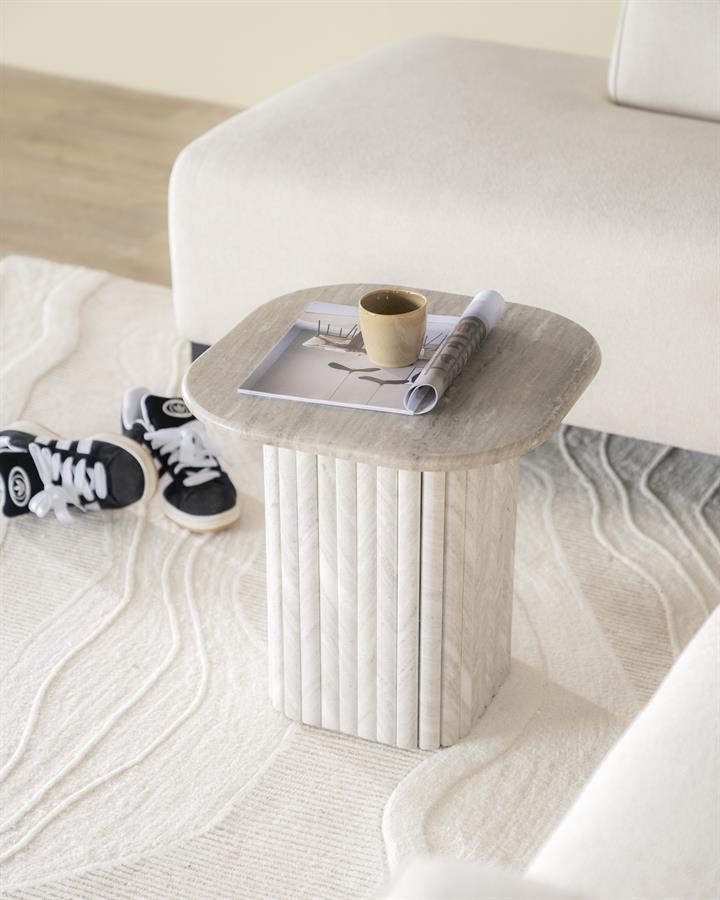 Dorique Marble and Mango Wood Side Table - By-Boo