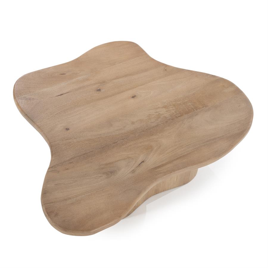 Tisch Fall, ein Couchtisch aus Holz mit organischer Form, von oben auf weißem Hintergrund fotografiert - By-Boo