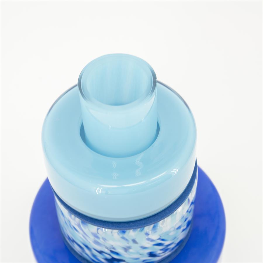 Draufsicht der Vase Golas Blau mit einer hellblauen Öffnung und einem dunkelblauen Sockel - By-Boo