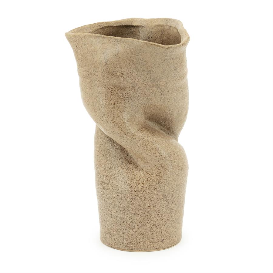 Vase Songa Large Braun auf weißem Hintergrund, von oben fotografiert - By-Boo