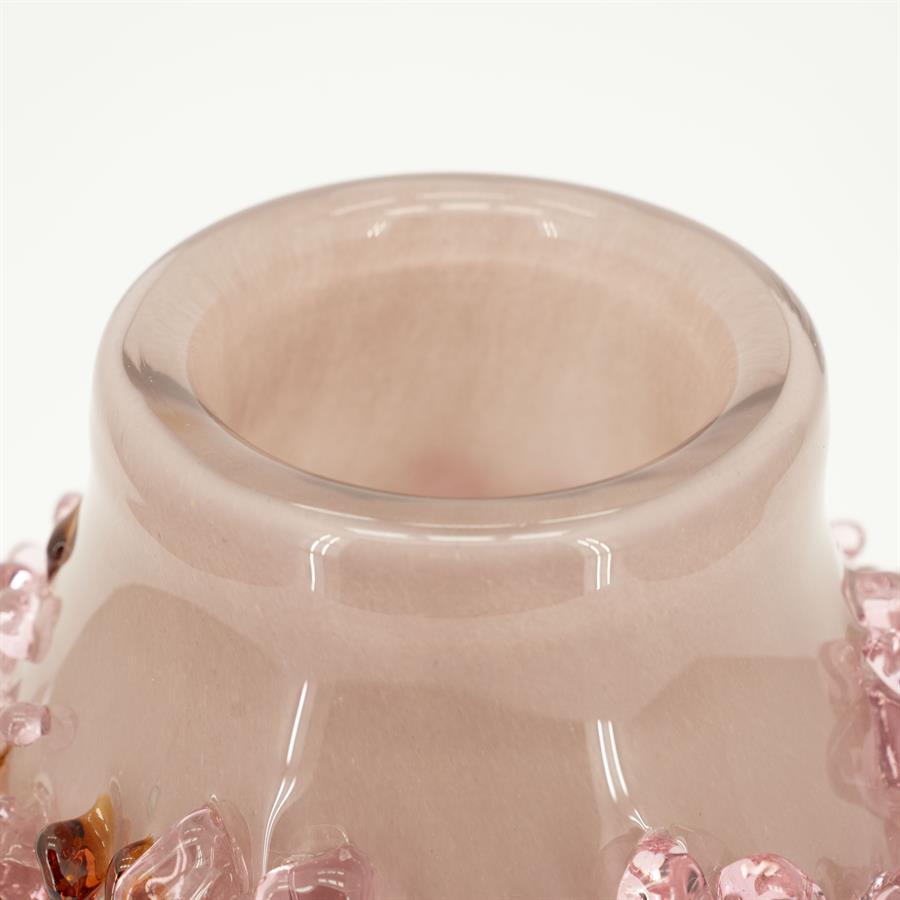 Nahaufnahme der Oberseite der Vase Quartz 1, mit der Öffnung und rosa und braunen Steinchen - By-Boo