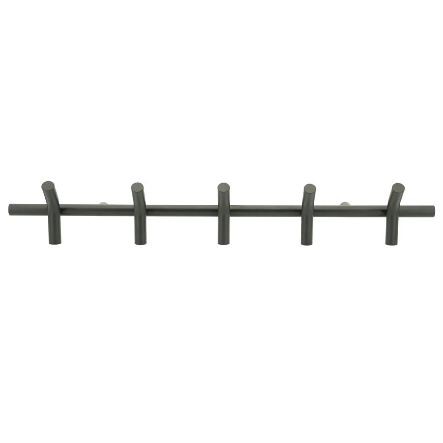 Wandgarderobe Matto 5 mit fünf Haken vor einem weißen Hintergrund, direkt von vorne fotografiert - By-Boo