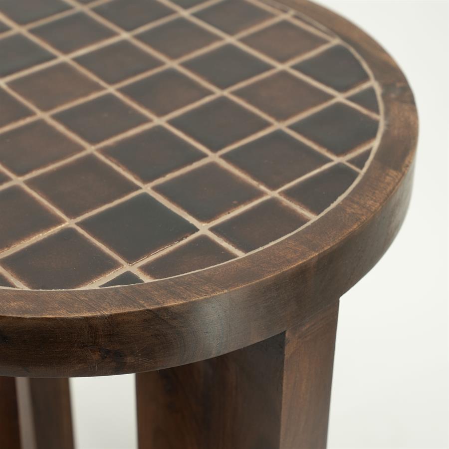 TiledUp Brown Side Table - By-Boo