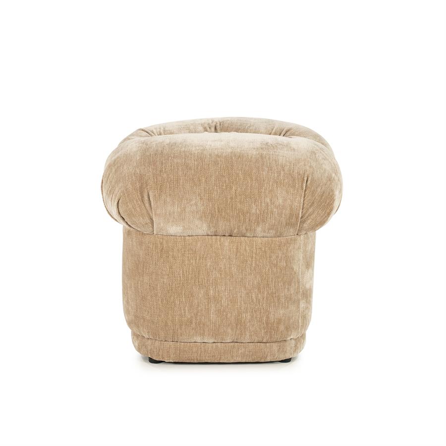 Hocker Nook Beige auf weißem Hintergrund, von vorne fotografiert mit einer weichen Textur - By-Boo