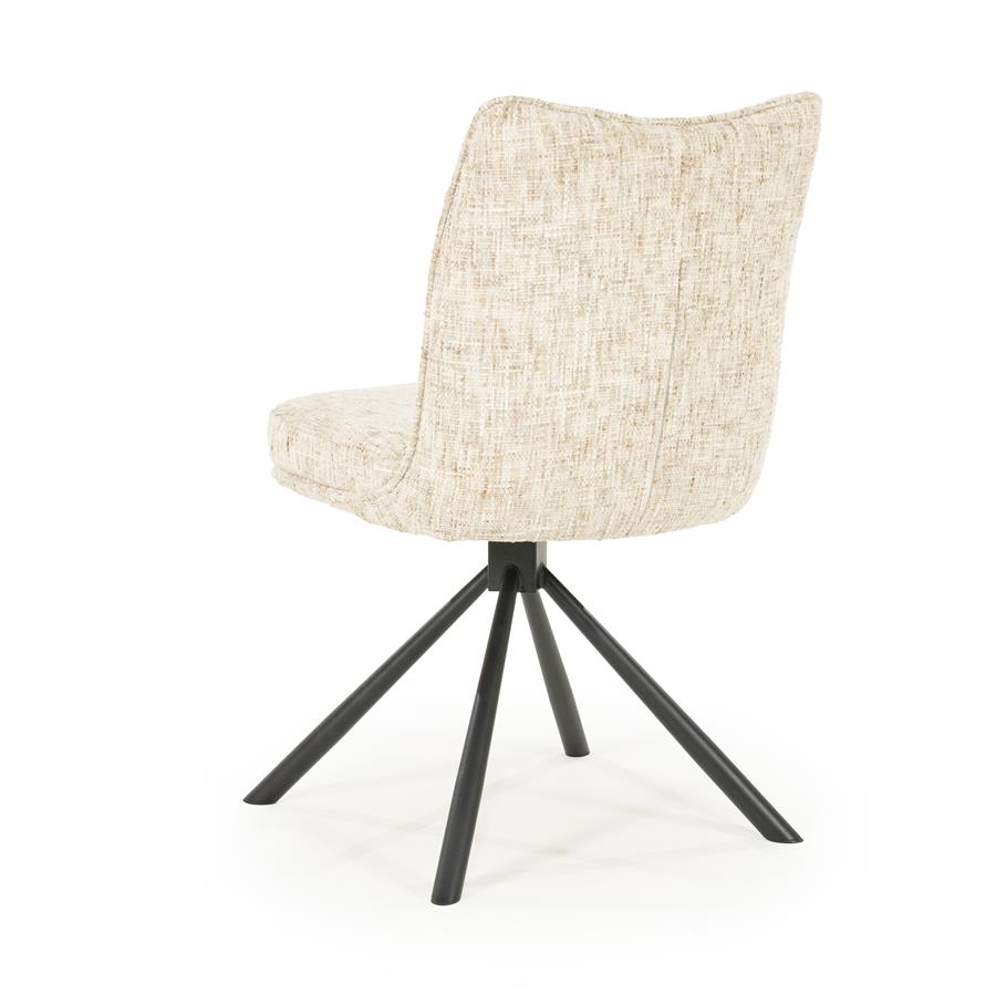 Stuhl Ferre Beige, schräg von hinten auf weißem Hintergrund fotografiert mit Blick auf die schwarzen Beine - By-Boo