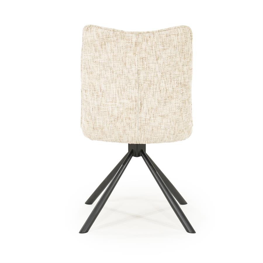 Stuhl Ferre Beige, von hinten auf weißem Hintergrund gesehen, mit einem Kreuzfuß - By-Boo