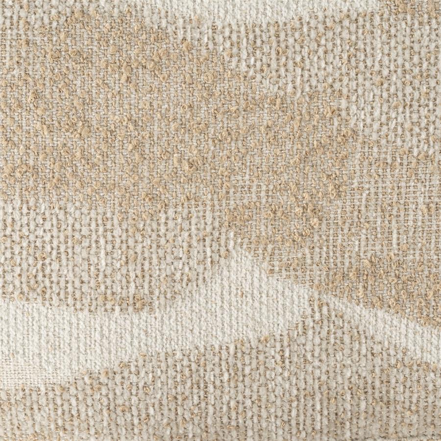 Detail des Pouf Rytm Small mit einer Nahaufnahme des gewebten Musters in Beige und Creme - By-Boo