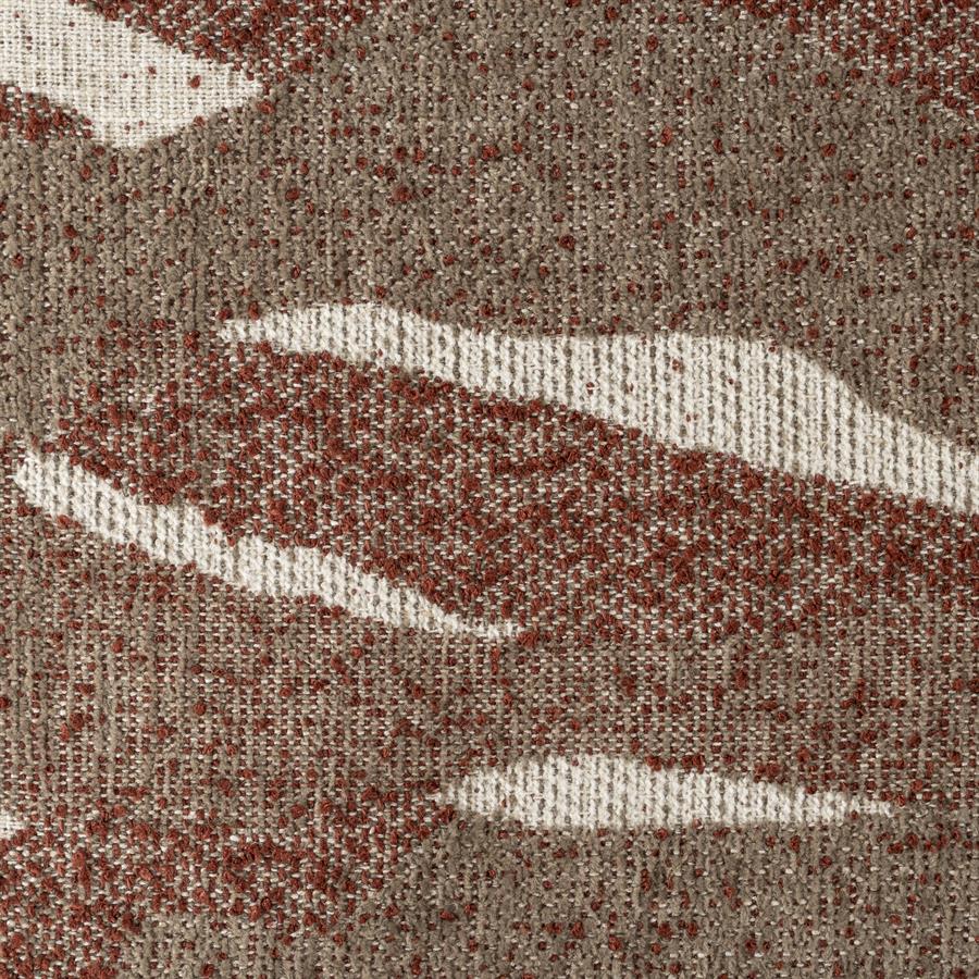 Detailaufnahme des Pouf Rytm Small, mit einer Nahaufnahme des gewebten Musters in Braun und Beige - By-Boo