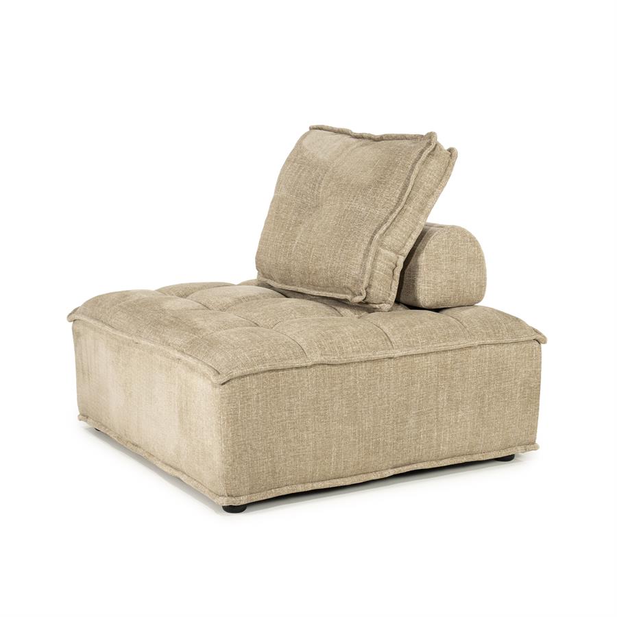 Sessel Hive aus beigem Stoff mit quadratischem Muster auf weißem Hintergrund - By-Boo