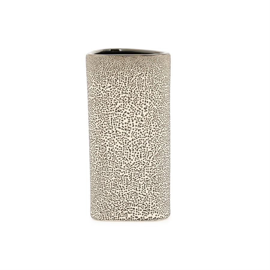 Vase Dotangle Large auf weißem Hintergrund, mit einem Punktmuster und einem dunklen Rand oben - By-Boo