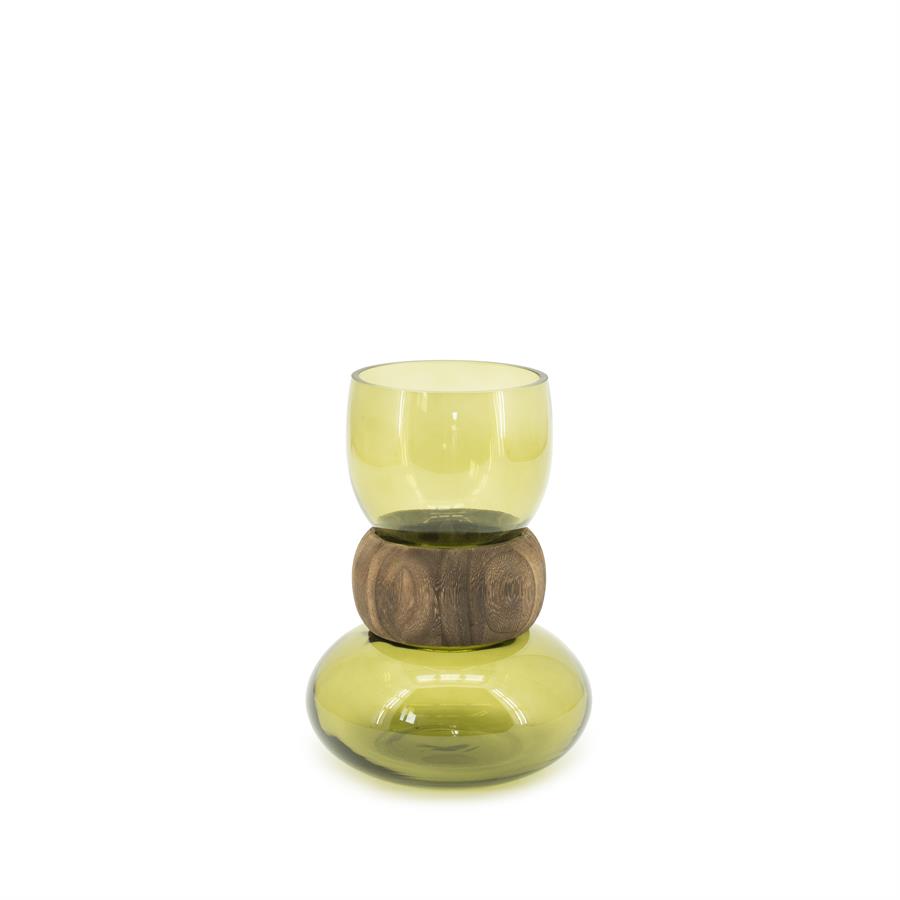 Vase Verra Glas und Holz - By-Boo