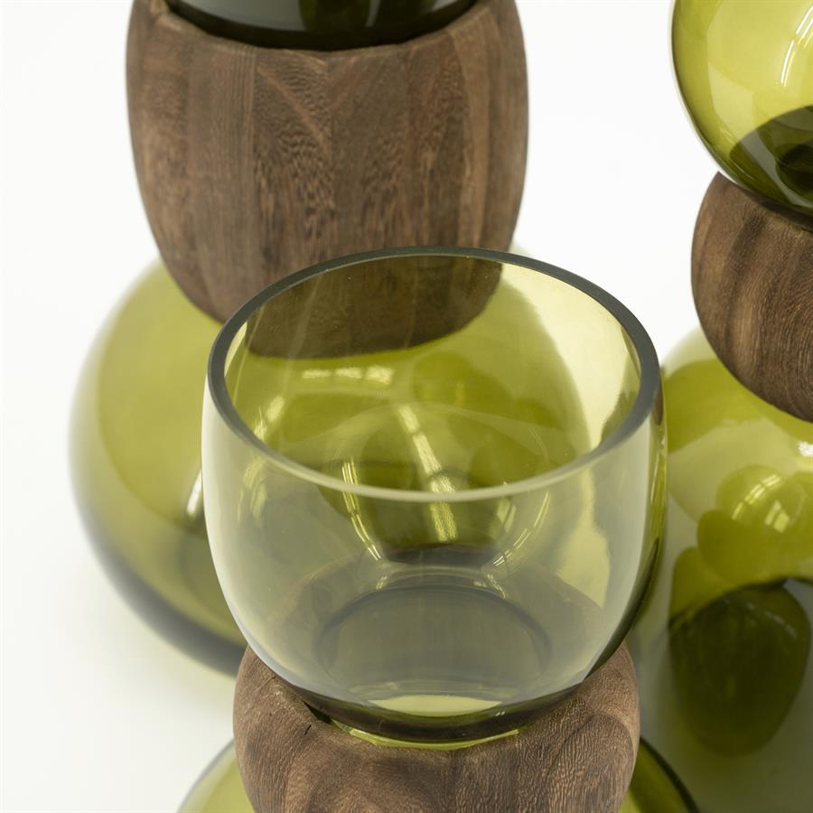 Vase Verra Glas und Holz - By-Boo