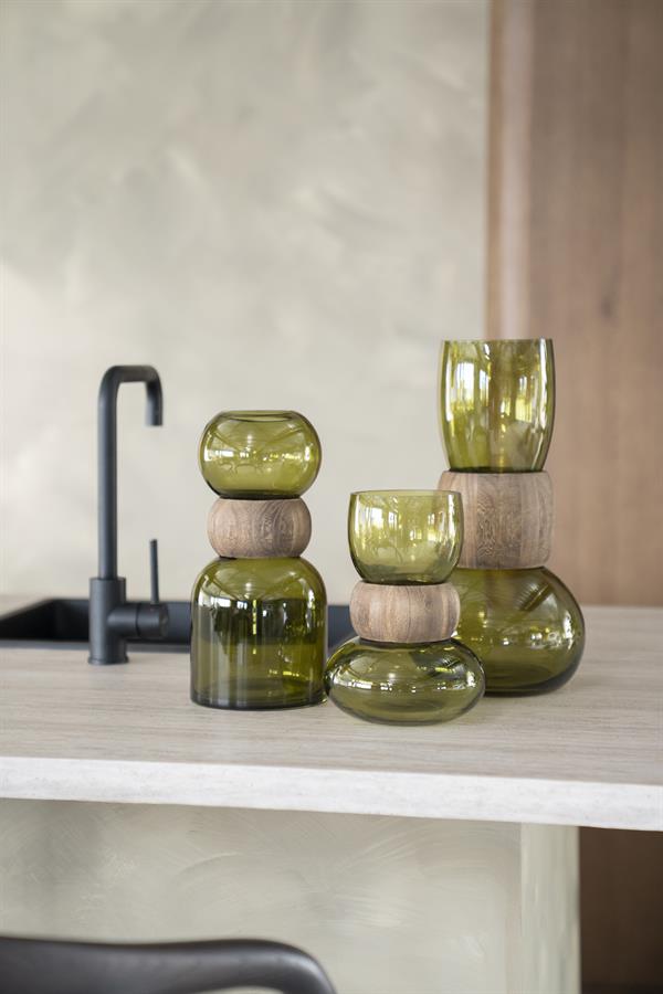 Vase Verra Glas und Holz - By-Boo