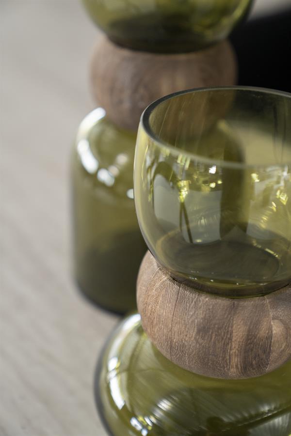Vase Verra Glas und Holz - By-Boo
