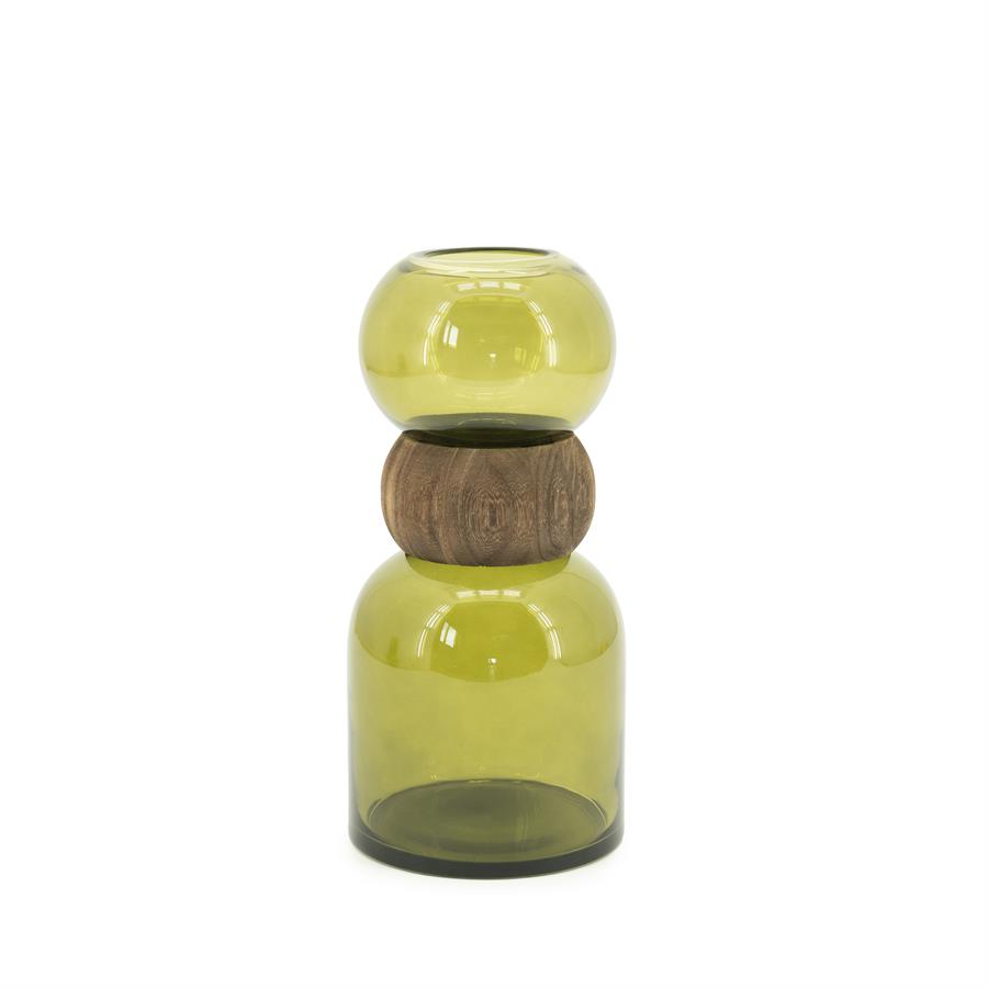 Vase Verra Glas und Holz - By-Boo
