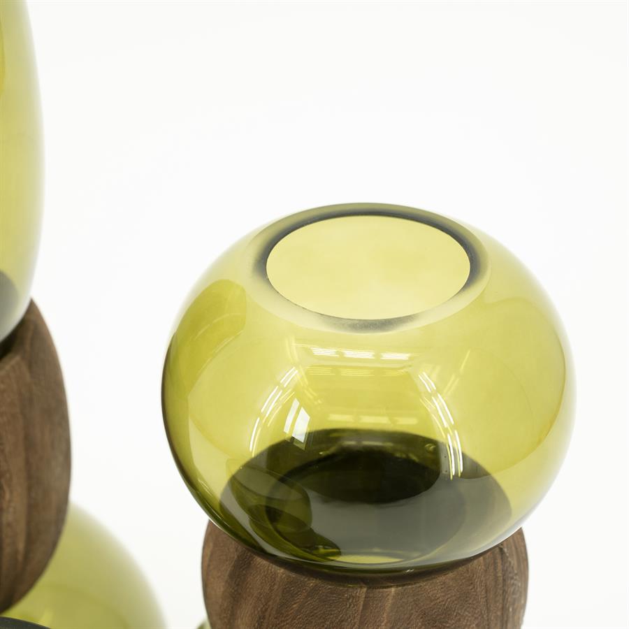 Vase Verra Glas und Holz - By-Boo