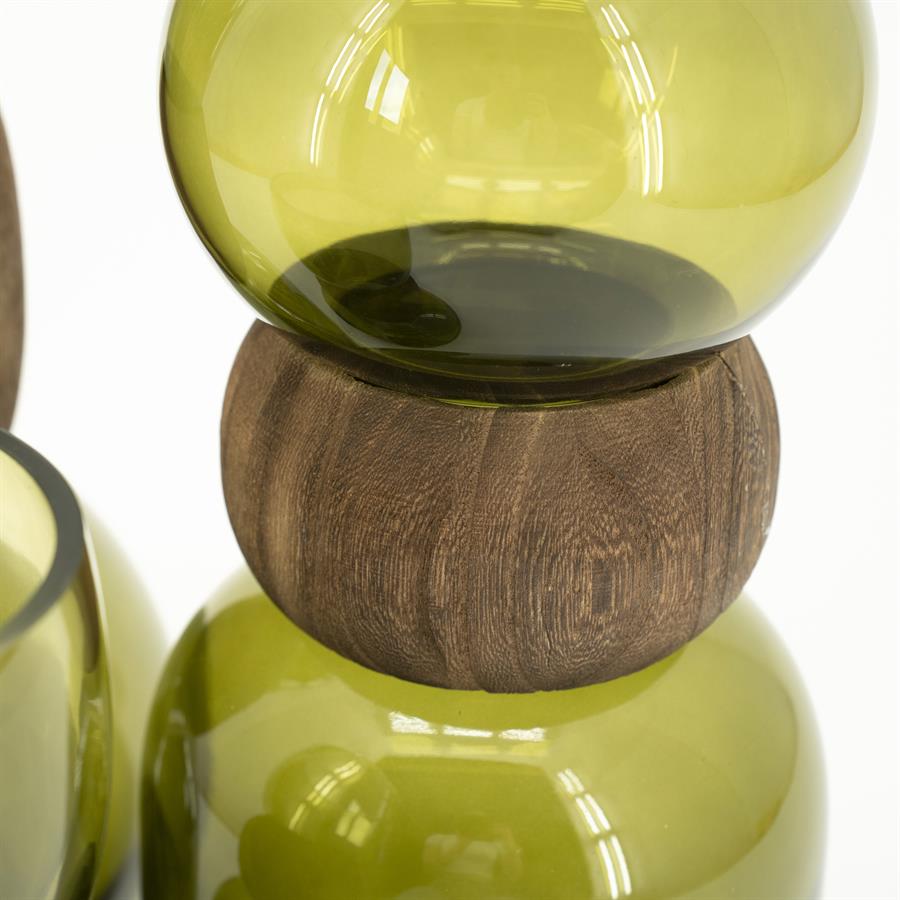 Vase Verra Glas und Holz - By-Boo