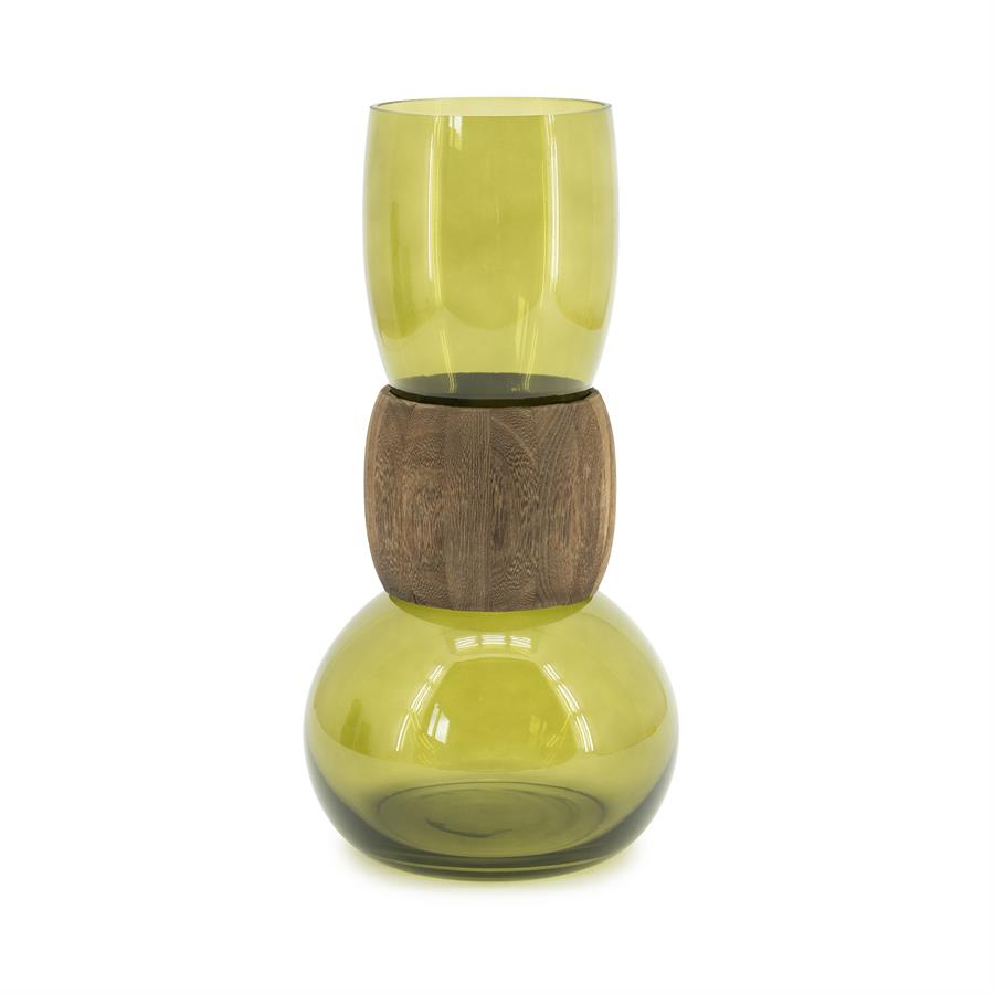 Vase Verra Glas und Holz - By-Boo